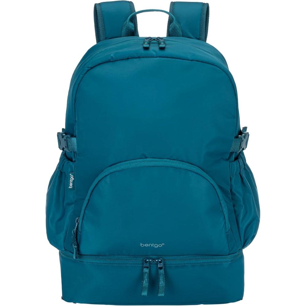 imageBentgo 2in1 Adult Backpack ampamp Insulated Lunch Bag  Lightweight WaterResistant Travel Backpack with 9 Compartments Laptop Sleeve ampamp Trolley Sleeve for Work ampamp Everyday Use Deep TealDeep Teal