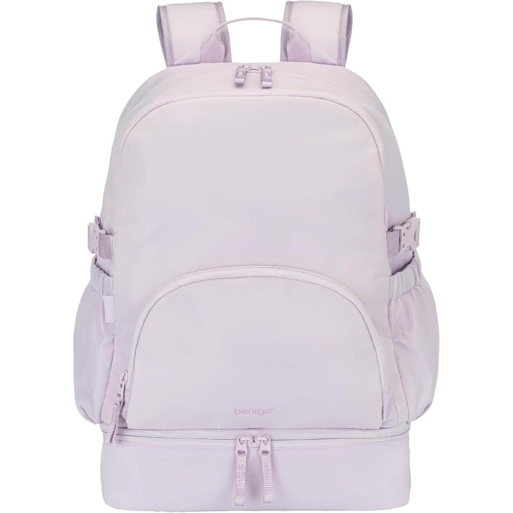 imageBentgo 2in1 Adult Backpack ampamp Insulated Lunch Bag  Lightweight WaterResistant Travel Backpack with 9 Compartments Laptop Sleeve ampamp Trolley Sleeve for Work ampamp Everyday Use Deep TealLavender