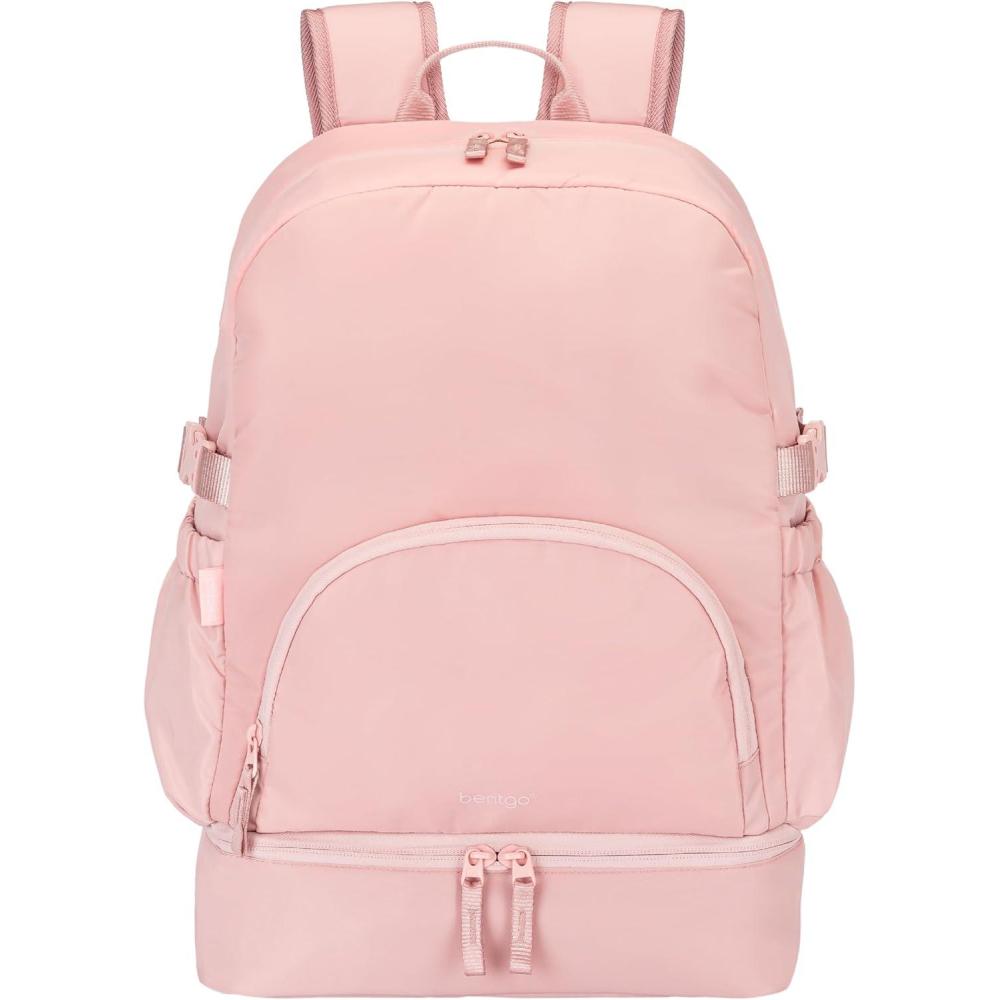 imageBentgo 2in1 Adult Backpack ampamp Insulated Lunch Bag  Lightweight WaterResistant Travel Backpack with 9 Compartments Laptop Sleeve ampamp Trolley Sleeve for Work ampamp Everyday Use Deep TealSoft Blush