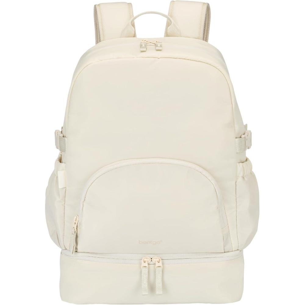 imageBentgo 2in1 Adult Backpack ampamp Insulated Lunch Bag  Lightweight WaterResistant Travel Backpack with 9 Compartments Laptop Sleeve ampamp Trolley Sleeve for Work ampamp Everyday Use Deep TealBone