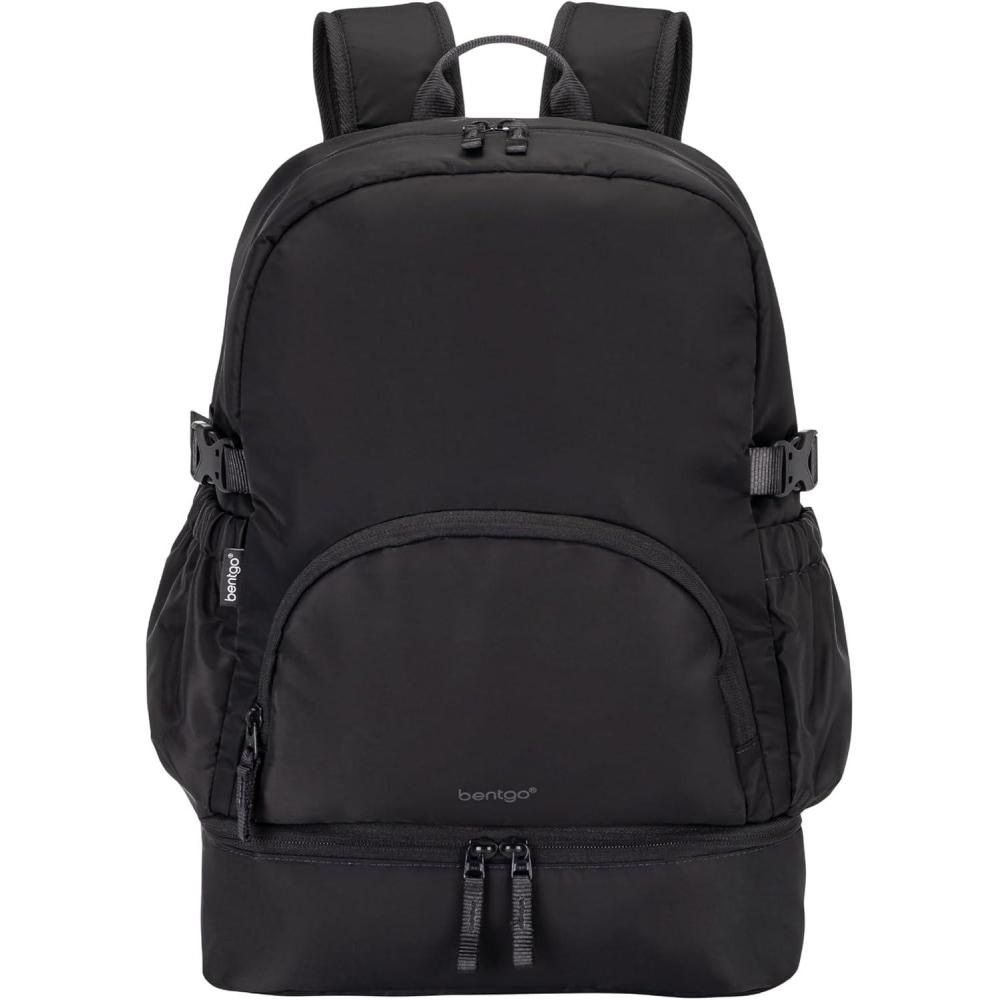 imageBentgo 2in1 Adult Backpack ampamp Insulated Lunch Bag  Lightweight WaterResistant Travel Backpack with 9 Compartments Laptop Sleeve ampamp Trolley Sleeve for Work ampamp Everyday Use Deep TealObsidian Charcoal