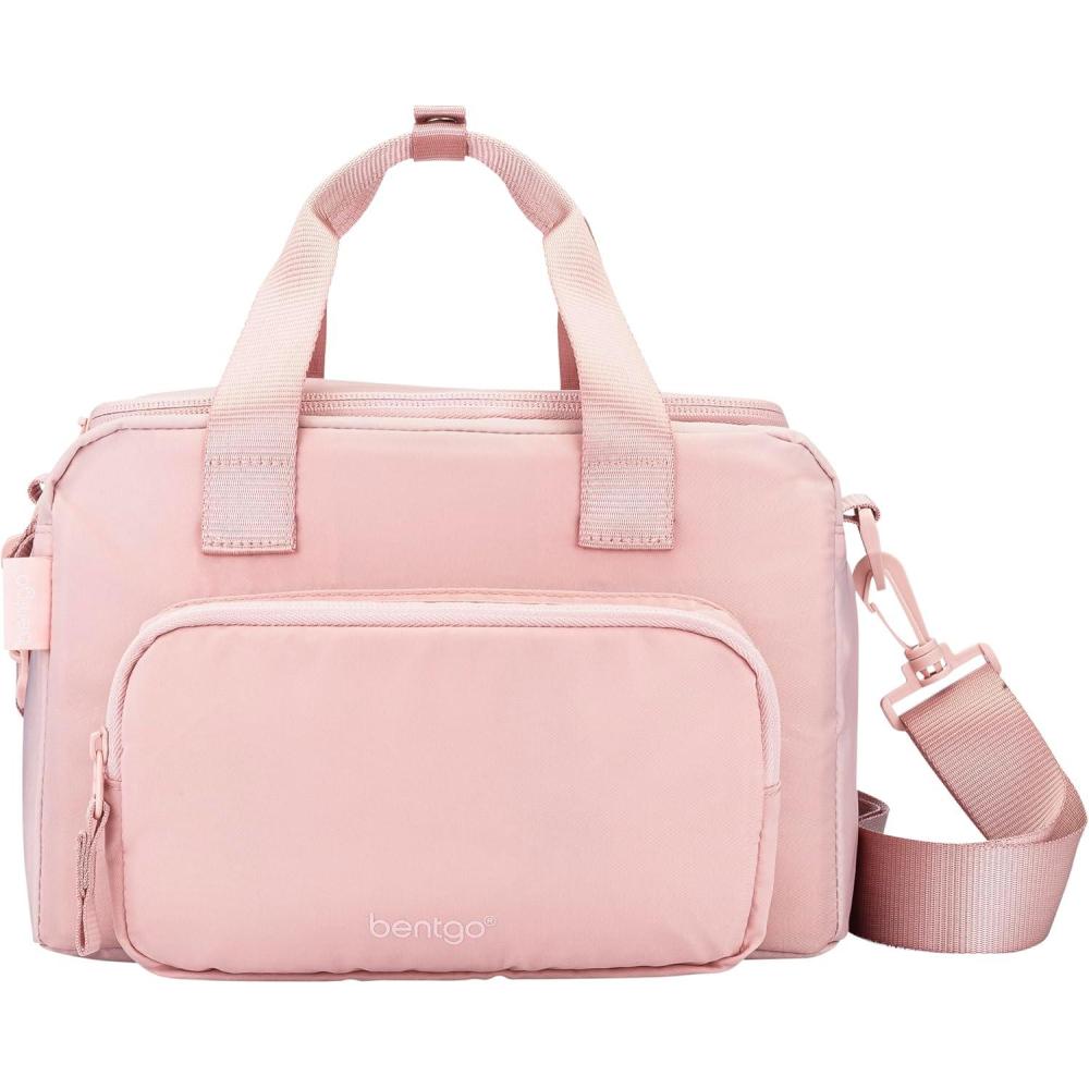 imageBentgo Insulated Lunch Bag  ExtraLarge Capacity Adult Lunch Bag with Shoulder Strap and External Storage Compartment Durable Lightweight Ideal for Work School and Meals On the GoSoft Blush
