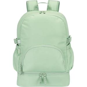 imageBentgo 2in1 Adult Backpack ampamp Insulated Lunch Bag  Lightweight WaterResistant Travel Backpack with 9 Compartments Laptop Sleeve ampamp Trolley Sleeve for Work ampamp Everyday Use Deep TealClay Green