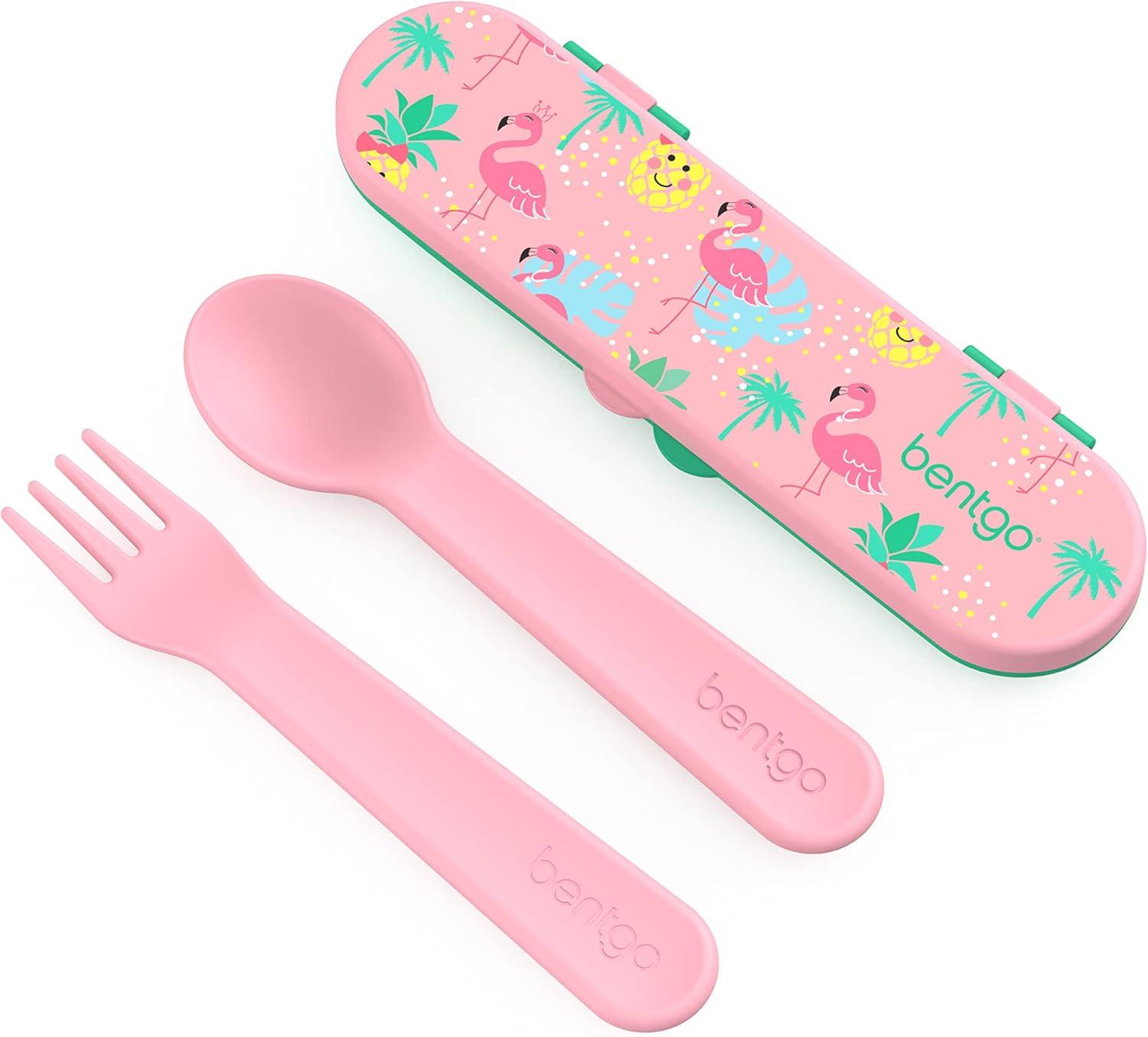 imageBentgo Kids Prints 5Compartment BentoStyle Kids Lunch Box Set with Reusable Plastic Utensils Tropical