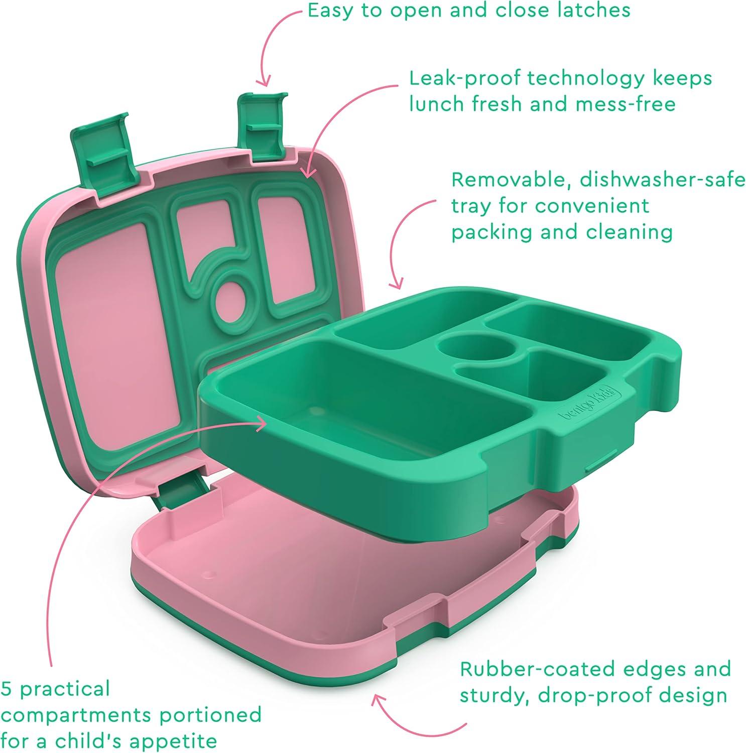 imageBentgo Kids Prints 5Compartment BentoStyle Kids Lunch Box Set with Reusable Plastic Utensils Tropical