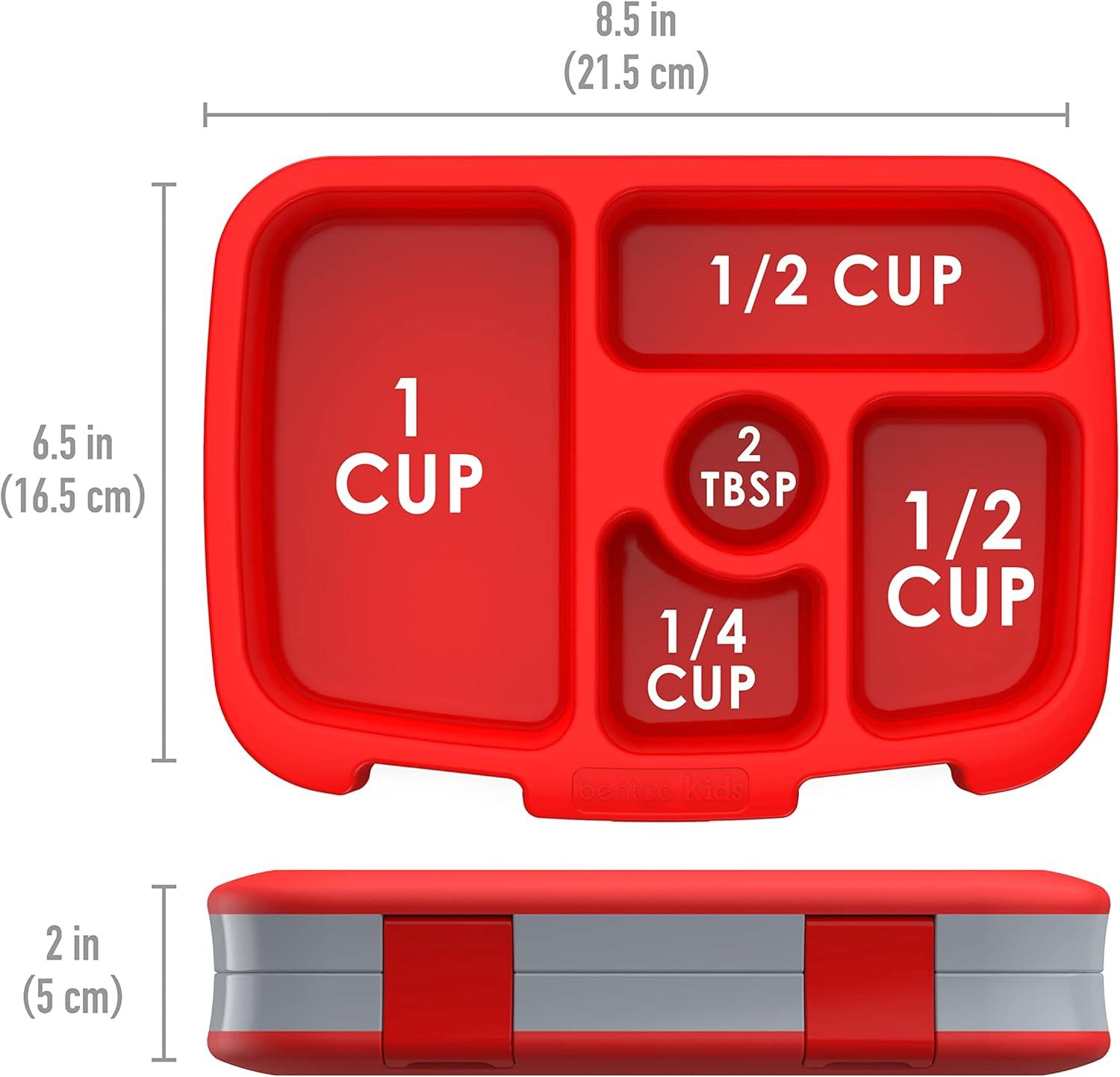 imageBentgo Kids Prints 5Compartment BentoStyle Kids Lunch Box Set with Reusable Plastic Utensils Trucks