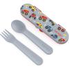 imageBentgo Kids Prints 5Compartment BentoStyle Kids Lunch Box Set with Reusable Plastic Utensils Trucks