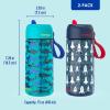 imageBentgo Kids Water Bottle 2Pack  New ampamp Improved 2023 Set With 2Pack of Water Bottle Replacement Straws RocketShark