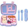 imageBentgo Kids Prints 5Compartment BentoStyle Kids Lunch Box Set with Reusable Plastic Utensils Lavender Galaxy