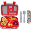 imageBentgo Kids Prints 5Compartment BentoStyle Kids Lunch Box Set with Reusable Plastic Utensils Trucks