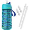 imageBentgo Kids Water Bottle  New ampamp Improved 2023 Set With 2Pack of Water Bottle Replacement Straws Shark