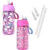 imageBentgo Kids Water Bottle 2Pack  New ampamp Improved 2023 Set With 2Pack of Water Bottle Replacement Straws Rainbows ampamp ButterfliesFairies