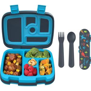 imageBentgo Kids Prints 5Compartment BentoStyle Kids Lunch Box Set with Reusable Plastic Utensils Dinosaur