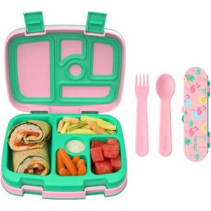 imageBentgo Kids Prints 5Compartment BentoStyle Kids Lunch Box Set with Reusable Plastic Utensils Tropical