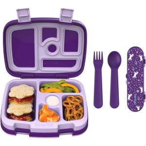 imageBentgo Kids Prints 5Compartment BentoStyle Kids Lunch Box Set with Reusable Plastic Utensils Unicorn