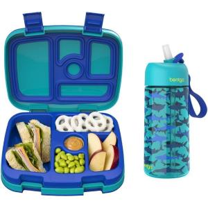 imageBentgo Kids Prints Lunch Box Kids Water Bottle  New ampamp Improved 2023 Sharks