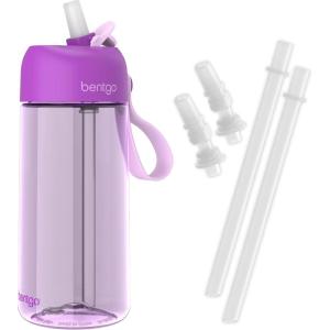 imageBentgo Kids Water Bottle  New ampamp Improved 2023 Set With 2Pack of Water Bottle Replacement Straws Purple