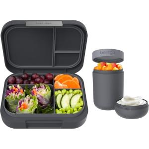 imageBentgo Modern BentoStyle Lunch Box Set With Reusable Snack Cup Dark Gray