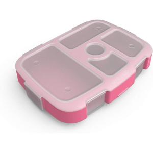 imageBentgo Kids Prints Tray with Transparent Cover  Reusable BPAFree 5Compartment Meal Prep Container with BuiltIn Portion Control for Healthy Meals At Home ampamp On the Go Pink Dots