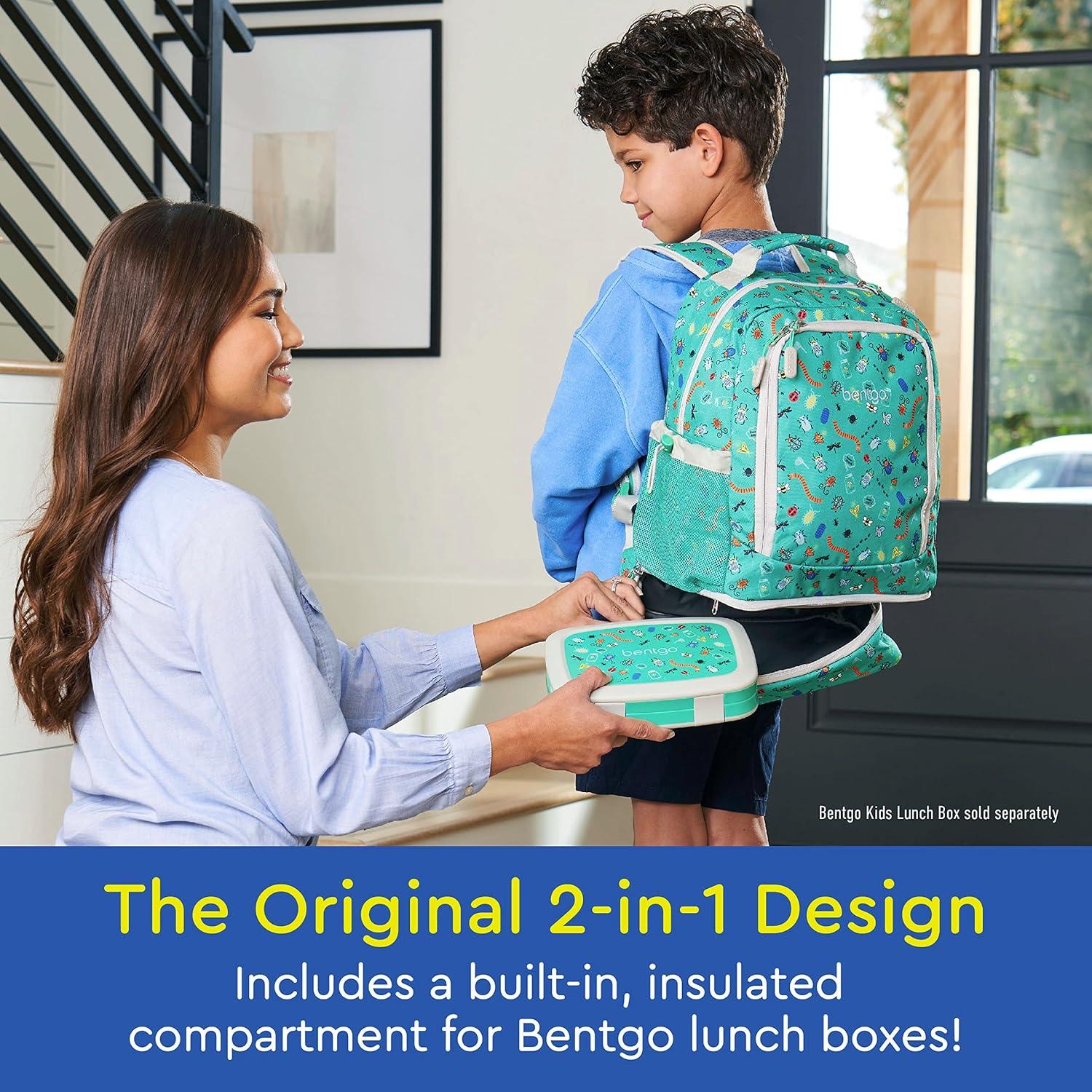 imageBentgo Kids 2in1 Backpack ampamp Insulated Lunch Bag  Durable 16 Backpack ampamp Lunch Container in Unique Prints for School ampamp Travel  Water Resistant Padded ampamp Large Compartments Bug BuddiesBug Buddies