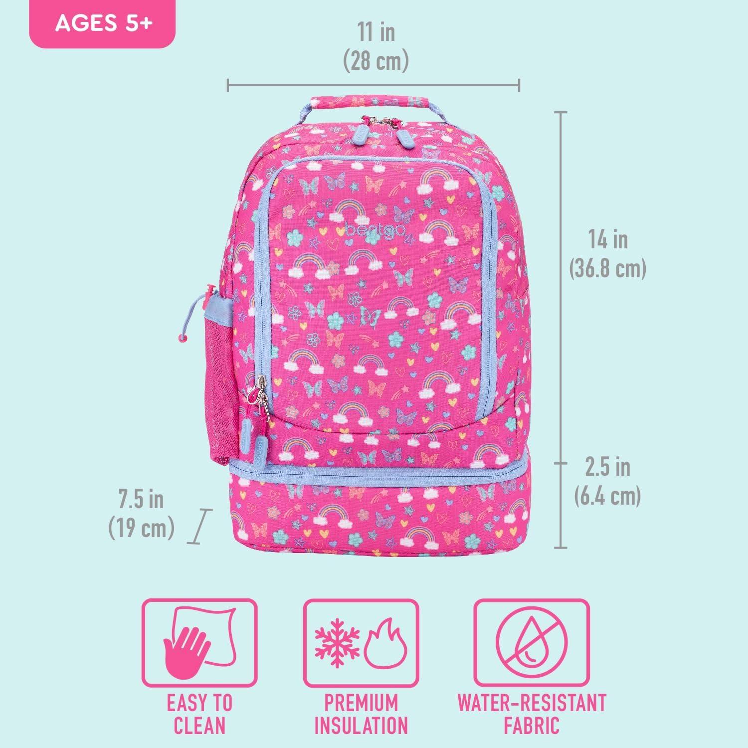 imageBentgo Kids 2in1 Backpack ampamp Insulated Lunch Bag  Durable 16 Backpack ampamp Lunch Container in Unique Prints for School ampamp Travel  Water Resistant Padded ampamp Large Compartments Bug BuddiesRainbows and Butterflies
