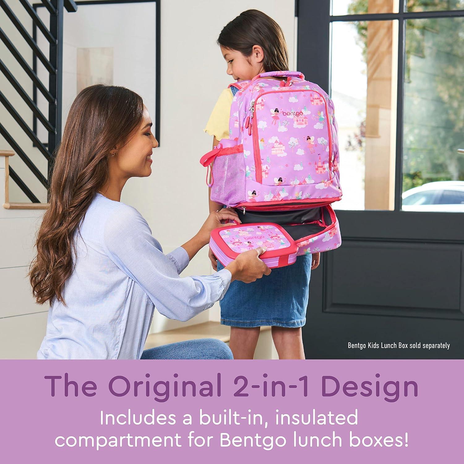 imageBentgo Kids 2in1 Backpack ampamp Insulated Lunch Bag  Durable 16 Backpack ampamp Lunch Container in Unique Prints for School ampamp Travel  Water Resistant Padded ampamp Large Compartments Bug BuddiesFairies