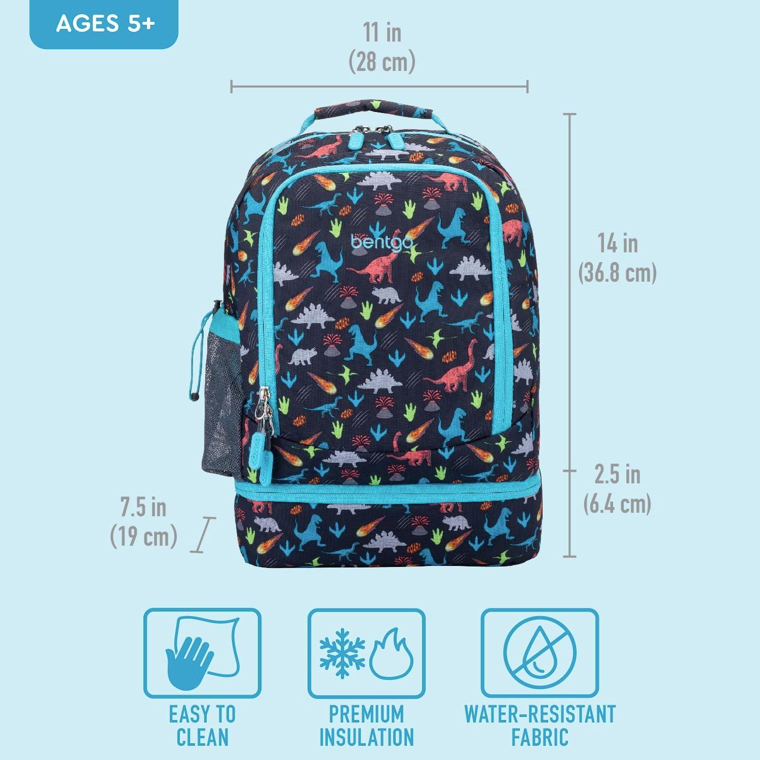 imageBentgo Kids 2in1 Backpack ampamp Insulated Lunch Bag  Durable 16 Backpack ampamp Lunch Container in Unique Prints for School ampamp Travel  Water Resistant Padded ampamp Large Compartments Bug BuddiesDinosaur