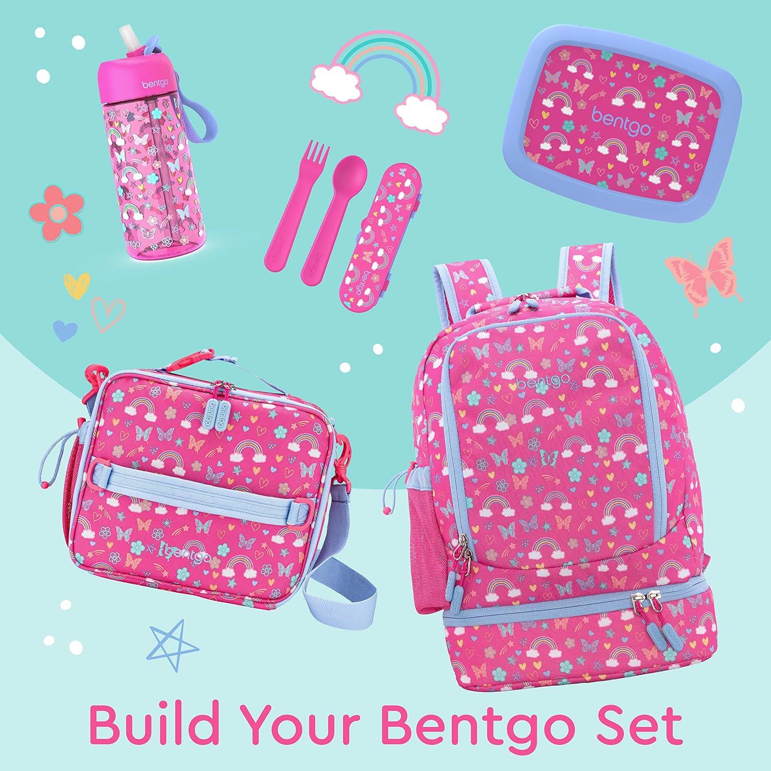 imageBentgo Kids 2in1 Backpack ampamp Insulated Lunch Bag  Durable 16 Backpack ampamp Lunch Container in Unique Prints for School ampamp Travel  Water Resistant Padded ampamp Large Compartments Bug BuddiesRainbows and Butterflies