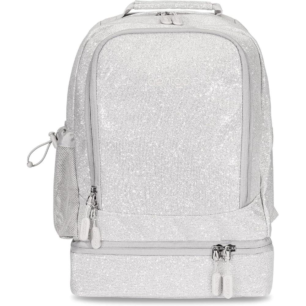 imageBentgo Kids 2in1 Backpack ampamp Insulated Lunch Bag  Durable 16 Backpack ampamp Lunch Container in Unique Prints for School ampamp Travel  Water Resistant Padded ampamp Large Compartments Bug BuddiesGlitter Edition  Silver