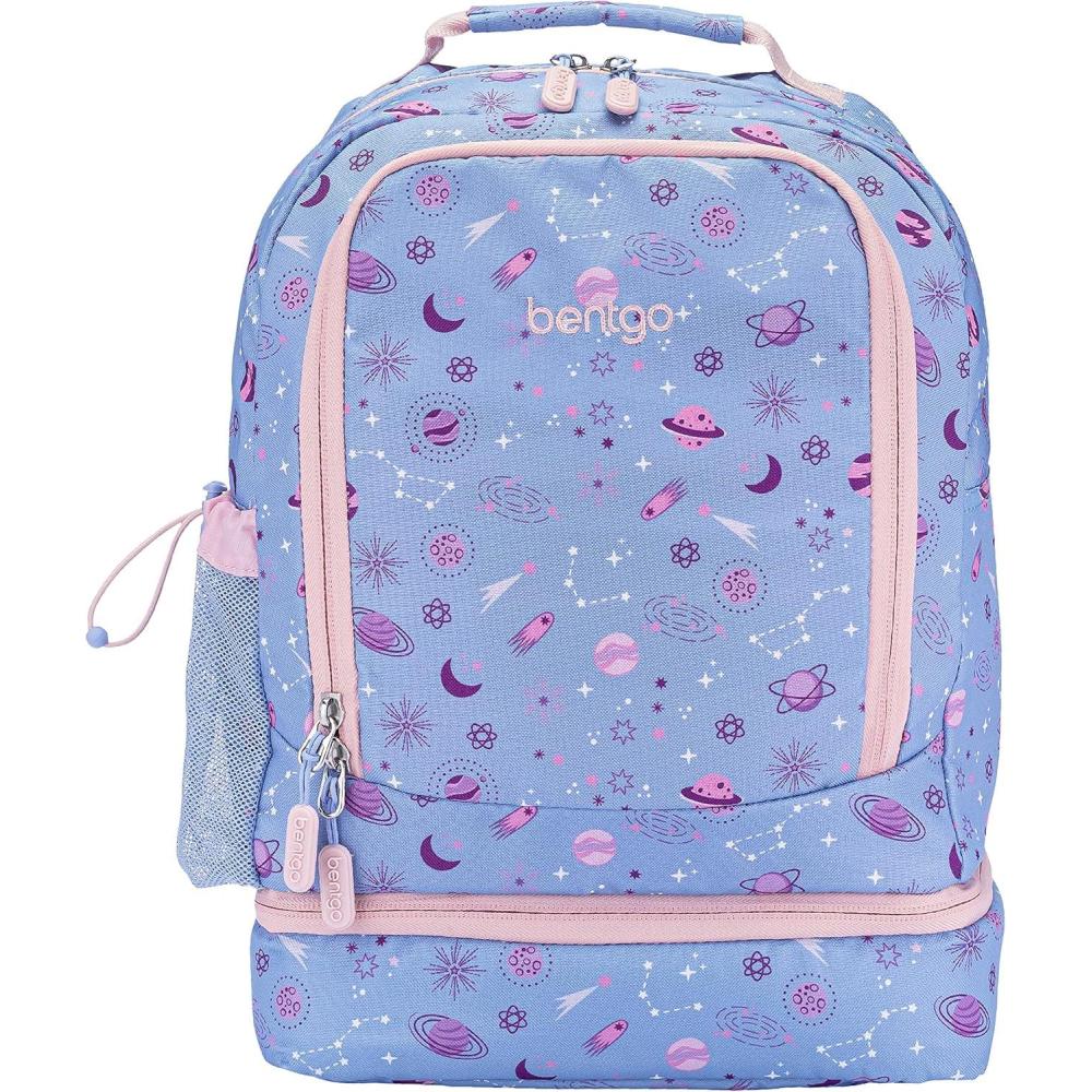 imageBentgo Kids 2in1 Backpack ampamp Insulated Lunch Bag  Durable 16 Backpack ampamp Lunch Container in Unique Prints for School ampamp Travel  Water Resistant Padded ampamp Large Compartments Bug BuddiesLavender Galaxy