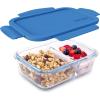 imageBentgo Glass Snack  LeakProof BentoStyle Snack Container with Airtight Lid and Divided 2Compartment Design  175 Cup Capacity for Meal Prepping and PortionControlled Snacking BlueBlue