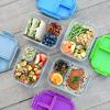 imageBentgo Glass Lunch Box  LeakProof BentoStyle Food Container with Airtight Lid and Divided 3Compartment Design  5 Cup Capacity for Meal Prepping and PortionControlled Meals for Adults BluePurple