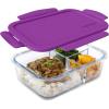 imageBentgo Glass Lunch Box  LeakProof BentoStyle Food Container with Airtight Lid and Divided 3Compartment Design  5 Cup Capacity for Meal Prepping and PortionControlled Meals for Adults BluePurple
