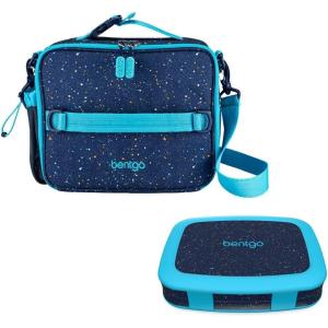 imageBentgo Kids 5Compartment Lunch Box With Insulated Lunch Bag  Confetti Edition  Abyss Blue