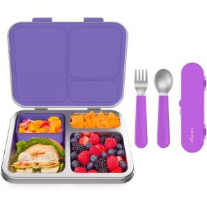 imageBentgo Kids Stainless Steel Lunch Box Set With Reusable Stainless Steel Utensils Purple