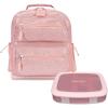 imageBentgo Kids 5Compartment Lunch Box Set With Lightweight 14 Kids Backpack Glitter Edition  Petal Pink