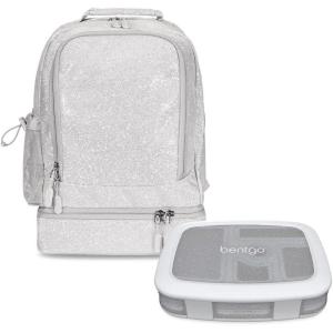 imageBentgo Kids 5Compartment Lunch Box With Kids 2in1 Backpack amp Insulated Lunch Bag Glitter Edition  Silver