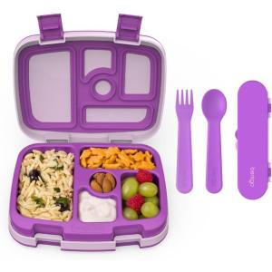 imageBentgo Kids BentoStyle 5Compartment Lunch Box With Kids Reusable Plastic Utensils Purple